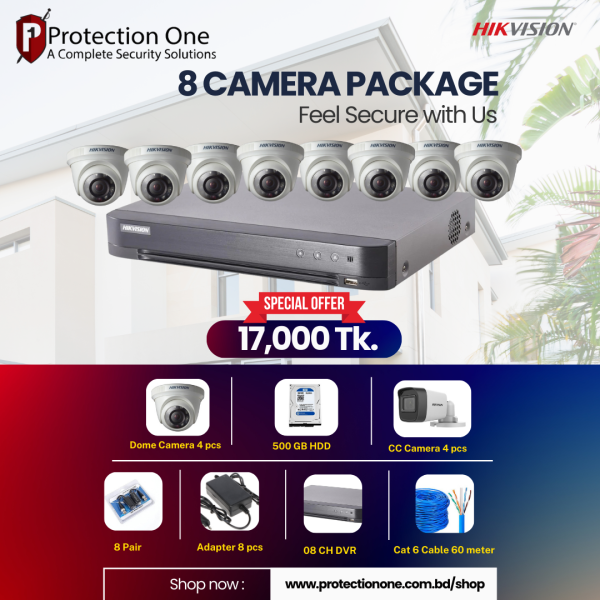 Hikvision 8 Camera Package, home security system, best surveillance system, HD security cameras, Hikvision night vision cameras, outdoor security cameras, remote home monitoring, comprehensive home security solution